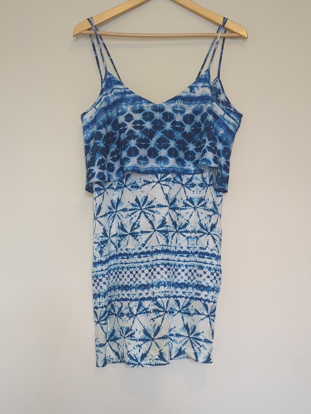 Rory Beca Blue and White Shibori print dress sz M